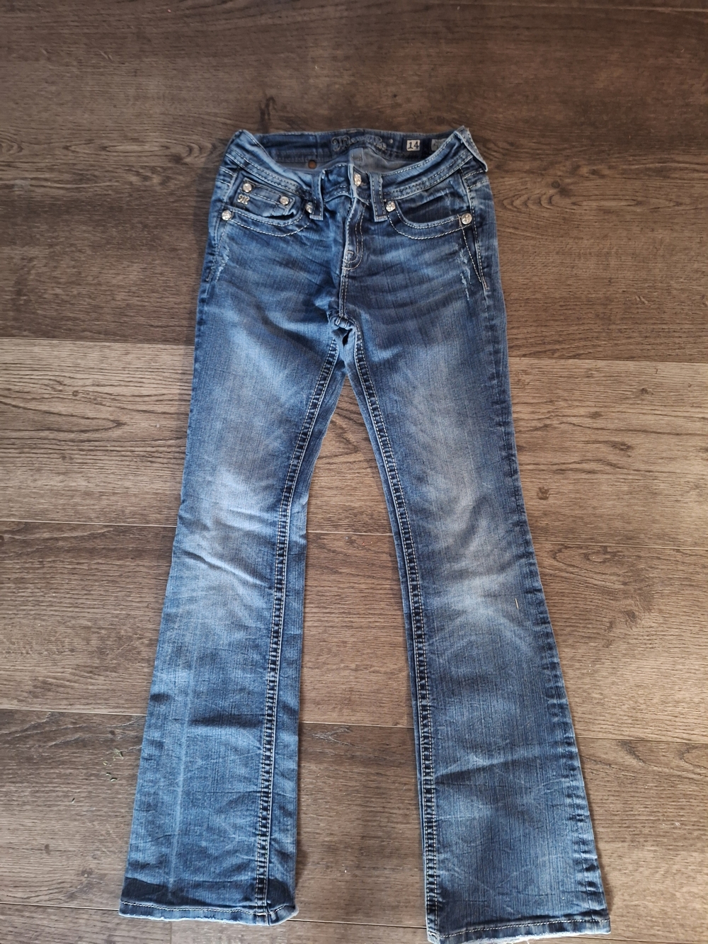 Girls MISS Me Blue Bootcut Jeans - Classic Denim